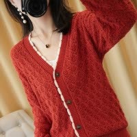 秋冬新款棉针织开衫女外套长袖毛衣宽松大码开衫外搭上衣女短款