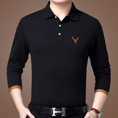 春秋装男装长袖POLO衫翻领男士T恤男翻领运动POLO衫纯色大码臻依缘