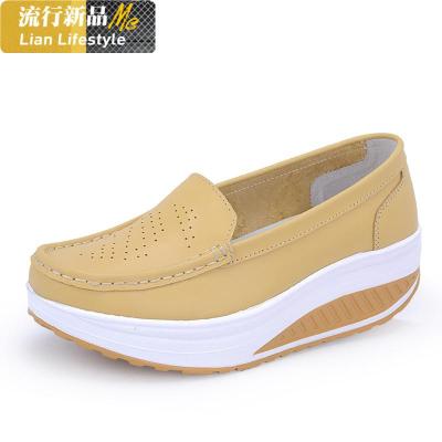 休闲鞋摇摇鞋单鞋工作鞋女护士鞋白色坡跟鞋厚底鞋女秋中跟妈妈鞋知义(ZHIYI)休闲鞋
