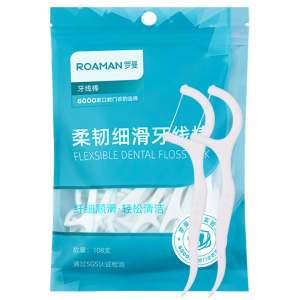 罗曼牙线棒细滑便携随身专业清洁牙齿缝牙线棒108支*1包YX06
