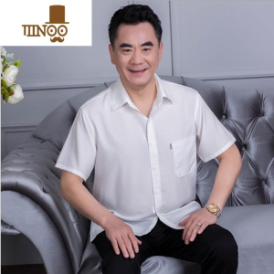 YANXU中老年男装长袖夏季衬衫50-70岁男士上衣中年人爸爸秋季薄款衬衣