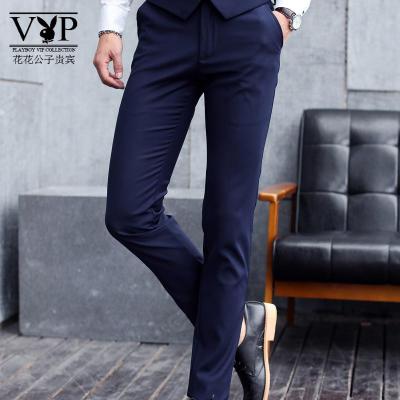花花公子贵宾2021年春秋季新款男士休闲裤修身直筒商务弹力韩版潮流西裤子