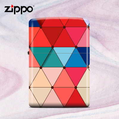 打火机zippo正版美国原装正品亮漆炫彩方格男士防风煤油打火机zppo