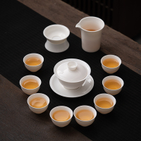 苏氏陶瓷(SUSHI CERAMICS)羊脂玉瓷富贵三才盖碗礼盒组 200ML