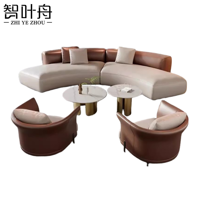 智叶舟接待沙发组合2.6米+单人位*2+茶几套