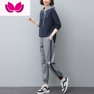 七斓运动套装女2023新款春装职业时尚小香风休闲小个子卫衣套