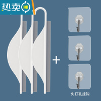 敬平迷你台面刮水板小刮水器浴室擦玻璃器硅胶清洁工具除雾铲子可挂 刮水板3支装白色+3个挂钩已选中