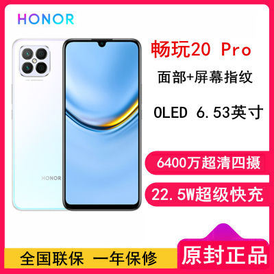 [全国联保]荣耀畅玩20 Pro 8GB+128GB 冰岛幻境 全网通4G版 屏幕指纹 OLED 6.53英寸大屏幕智能手机