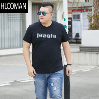 HLCOMAN夏季男圆领短袖T恤加肥加大码胖子宽松半袖上衣t肥佬运动汗衫