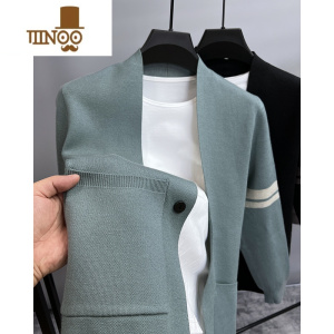 YANXU潮牌披肩男薄款针织衫开衫男士毛衣外套修身口袋外穿线衫衣