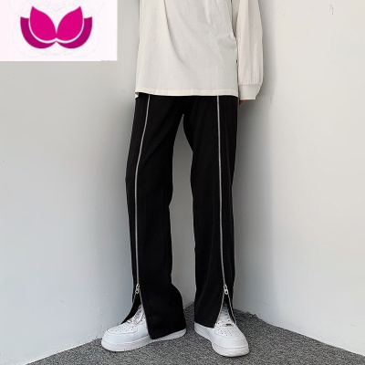 七斓美式vibe风裤子男高级感炸街休闲裤潮牌宽松直筒拉链阔腿西裤