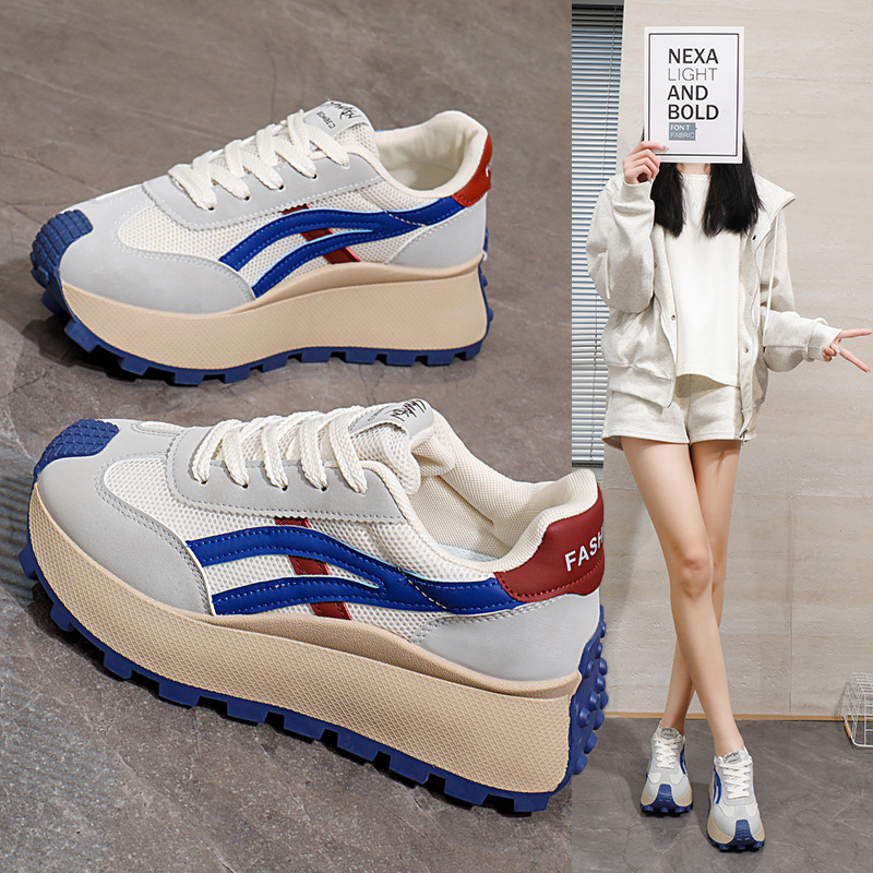 ins韩版网面老爹鞋女2026春季新款透气女鞋女增高