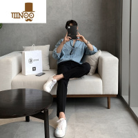 YANXU牛仔衬衫上衣新款韩版宽松潮流外套男ins潮设计感小众东大门