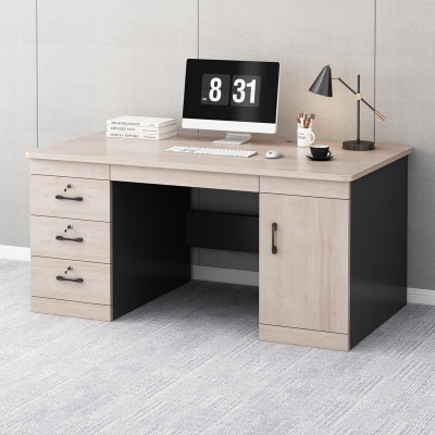 德诚和电脑桌简约现代台式书桌三抽带柜1400*600*750mmH张