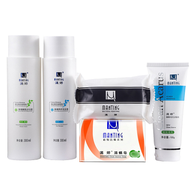 满婷（MANTING）清满多效洗护套装（除螨洗发水300ml+沐浴露300ml+除螨皂100g+洗面奶100g
