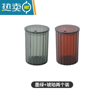 敬平2021新款牙签盒创意轻奢牙签罐家用网红个性牙签筒收纳盒便携精致 墨绿+琥珀