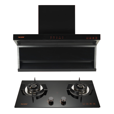 Haotaitai烟灶套装XK01+X401液化气 21m³大风量挥手智控+智清洗超薄机身4.8kW火力保洁炉头聚能隔热