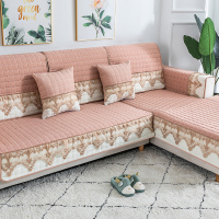 家柏饰(CORATED)四季通用防滑沙发垫坐垫子布艺全包萬能沙发套罩沙发盖布沙发巾 清婉香槟 70*70cm
