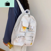 书包女学生韩版日系ins背包初中生高中校园原宿帆布大容量双肩包NEW LAKE 白色
