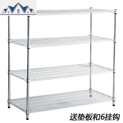 厨房置物架落地多层不锈钢色微波炉烤箱储物架蔬菜收纳放锅架子34 三维工匠