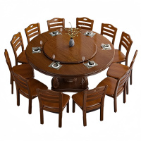 悦兴诚木质餐桌180*180*74cm+12椅套