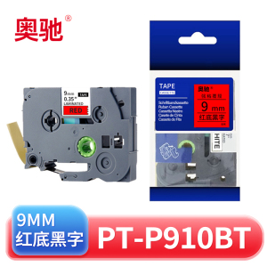 奥驰 标签色带PT-P910BT 9mm红底黑字 个