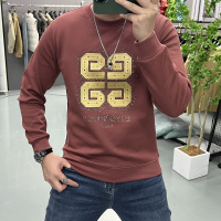 时尚欧货秋冬新款男士圆领字母卫衣长袖体恤修身上衣烫钻潮牌印花