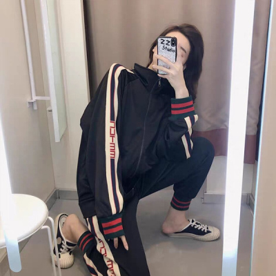 暖青汇春秋季运动休闲套装女初中学生秋装时尚卫衣棒球服两件套跑步宽松卫衣