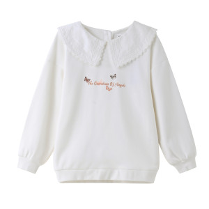 [1件3折]铅笔俱乐部童装2025春装新款女童卫衣儿童翻领长袖T恤中大童上衣