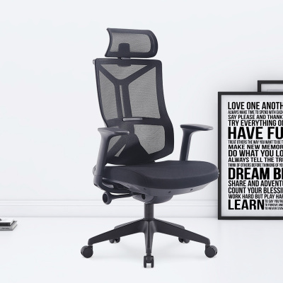 臻远ZY-7822 办公椅人体工学椅转椅电脑椅 黑色固定扶手