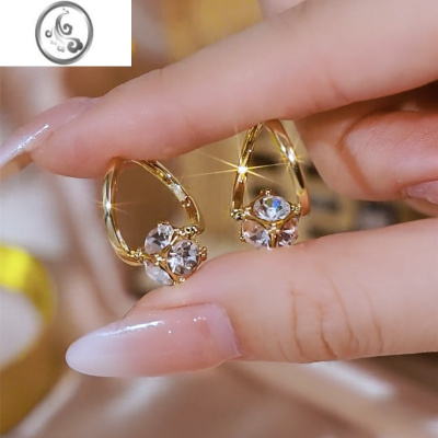 JiMi气质轻奢钻球克拉耳扣女2023年新款潮小众设计感耳环网红耳钉耳饰