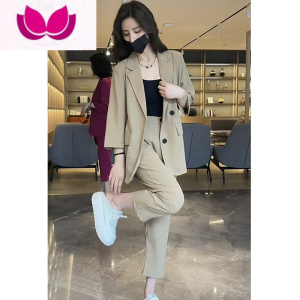 七斓网红职业西装套装女设计感时尚气质外套高腰休闲裤减龄套