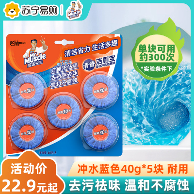 威猛先生洁厕宝清香40g*5块装 蓝泡泡马桶自动冲洗洁厕块洁净清香