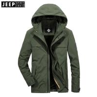 JEEP SPIRIT吉普秋冬新款不连帽休闲大码纯色男士弹力外套