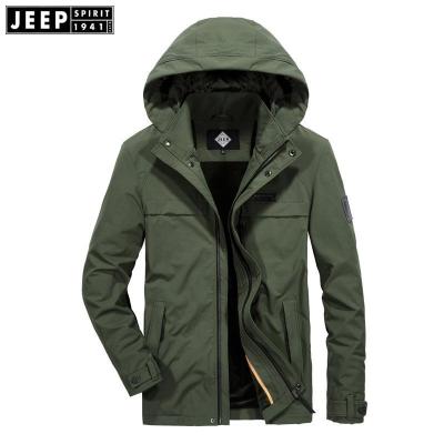 JEEP SPIRIT吉普秋冬新款不连帽休闲大码纯色男士弹力外套