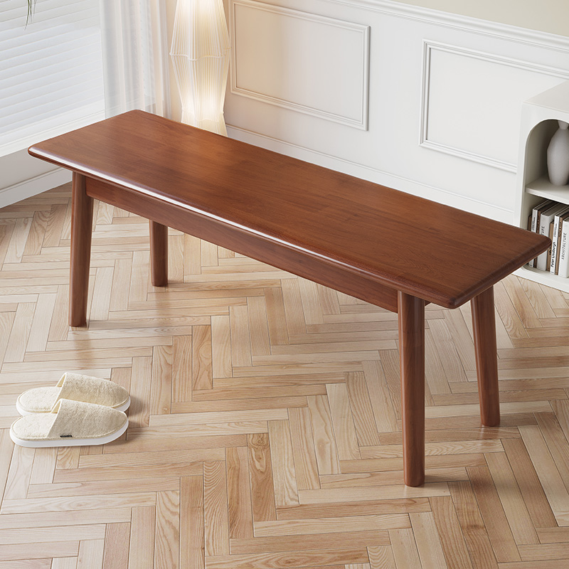 北欧全实木长条凳客厅餐桌凳简约现代原木板凳长椅胡桃床尾换鞋凳