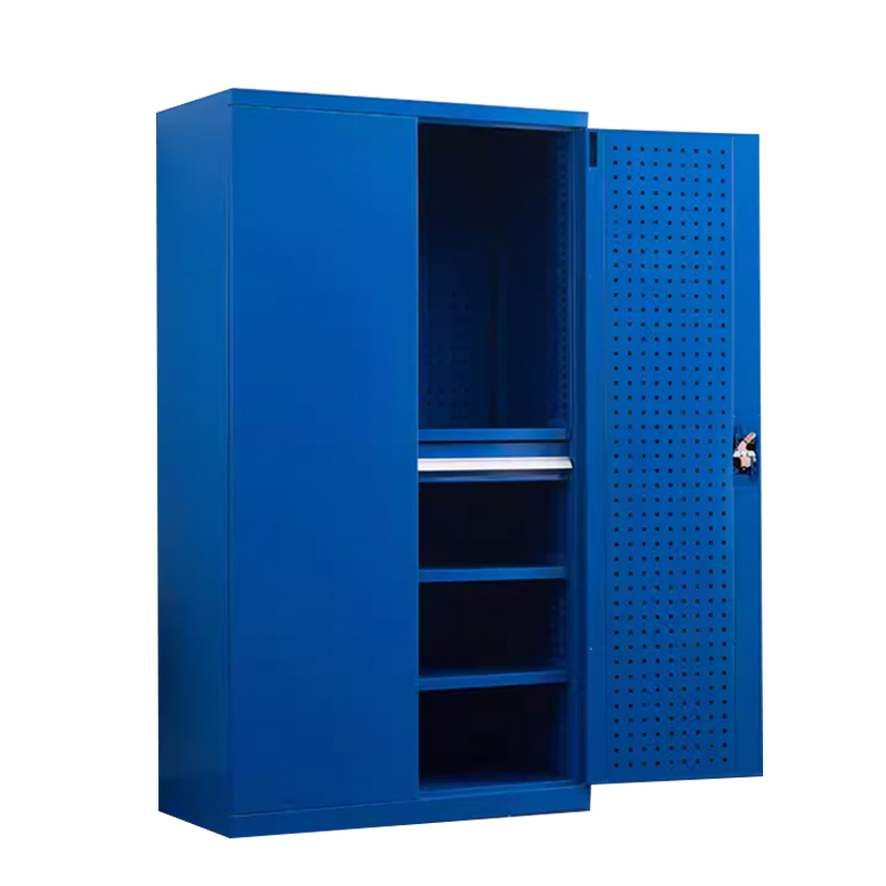 湘渭重型工具柜加厚物件工具储物柜工厂铁皮柜汽修厂零件收纳柜蓝色四层一抽带挂板