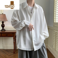 YANXU白色日系宽松休闲长袖衬衫男士百搭痞帅外套上衣服