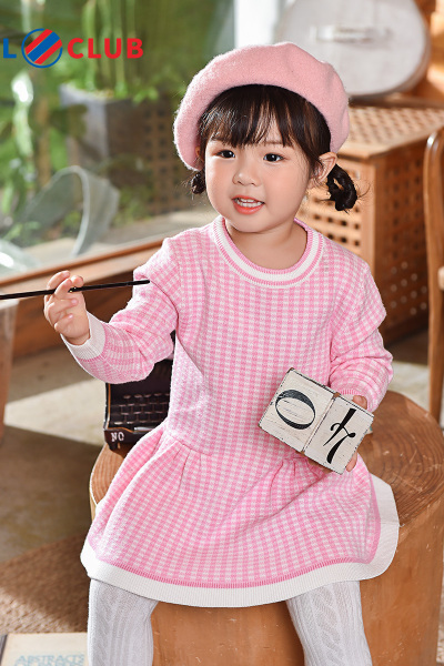 [1件3折]铅笔俱乐部童装女小童针织连衣裙加厚儿童新年装裙子秋装