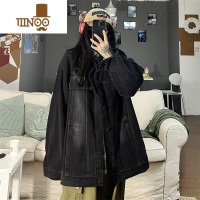 YANXU水洗做旧牛仔外套男美式潮牌复古宽松工装夹克hiphop高街纯色上衣