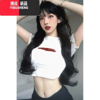 YIBUSHENG甜辣jazz上衣白色内搭女2024季穿搭bm辣妹纯欲高腰复古短袖t恤