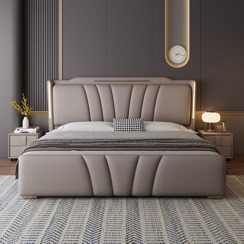 意式真皮床轻奢现代简约主卧室双人床高端网红婚床家用实木储物床
