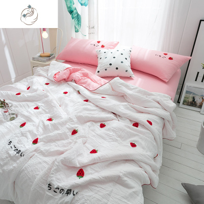 韩式泡泡纱水洗棉夏被四件套夏凉被空调被双人被子夏天三件套单人舒适主义