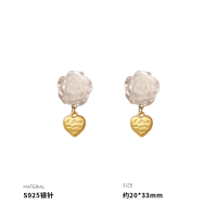 925纯银玫瑰爱心银针耳钉女耳环耳饰小众ins风简约个性气质送女朋友老婆情人节七夕生日礼物