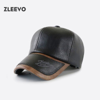 / 复古拼接PU水洗做旧机车棒球帽印花户外休闲鸭舌帽