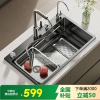 厨房集渣洗菜盆大单槽水槽304不锈钢洗碗槽台下盆加厚