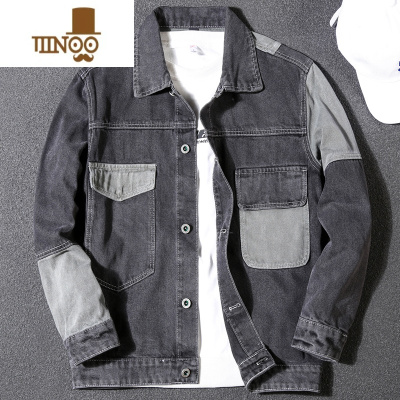 YANXU款潮牌牛仔外套男ins潮流宽松大码休闲工装上衣服夹克