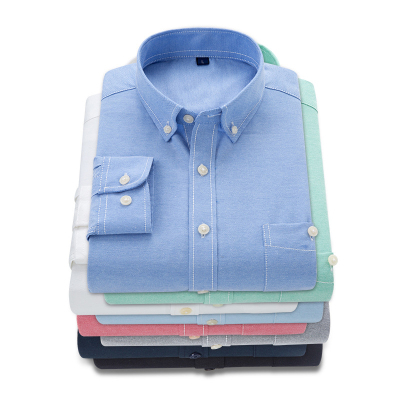 春夏新款男士衬衫男商务休闲棉质纯色长袖衬衣男士韩版修身青中年工装衬衫男士外套寸衫大码男装吉普战车JIPUZHANCHE