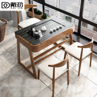 戴劲阳台茶桌椅组合家用小茶台新中式茶桌简约小户型茶几1.15米玄驹茶桌+3软包月牙椅