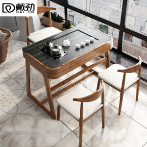 戴劲阳台茶桌椅组合家用小茶台新中式茶桌简约小户型茶几1.15米玄驹茶桌+3软包月牙椅